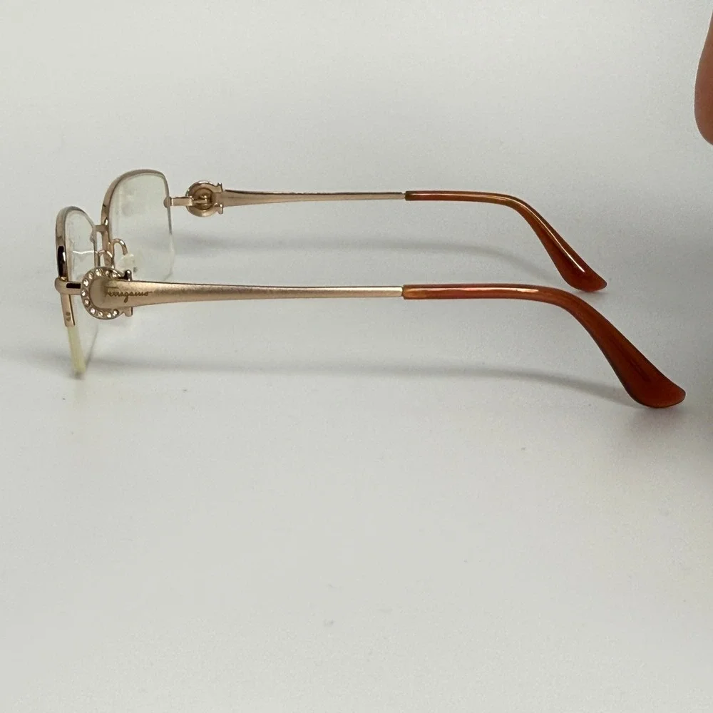 Salvatore Ferragamo Womens Eyeglasses Gold Gancini Rhinestone‎ 52 18 130 688